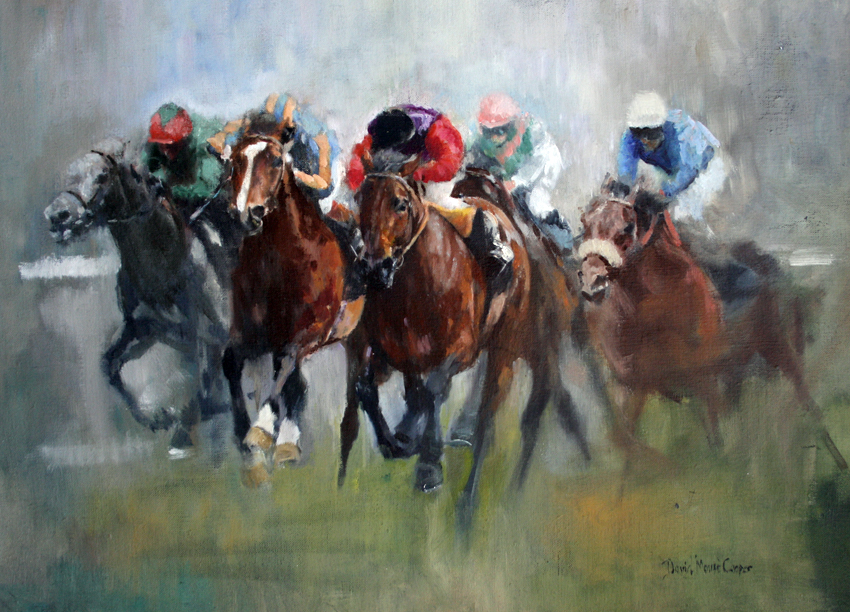 A ROYAL WINNER Painting Original Horse Racing Painting by David